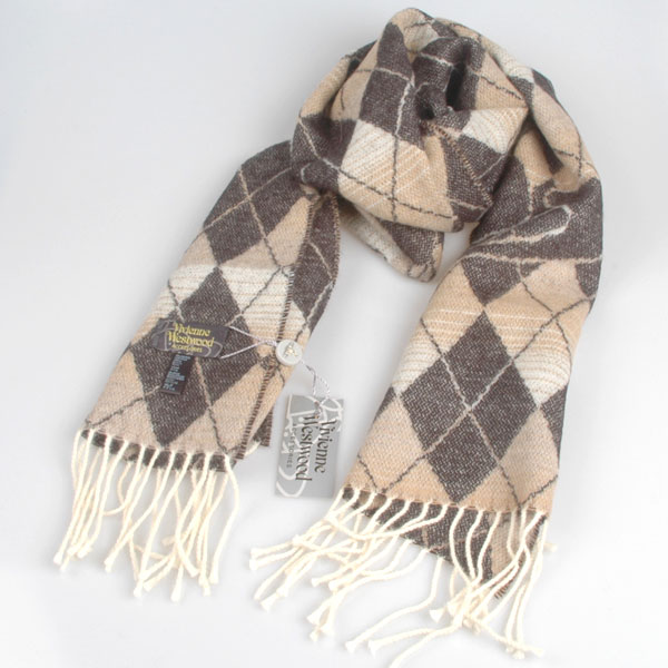 ヴィヴィアンウエストウッド マフラー Vivienne Westwood ストール ビッグオーブロゴ バイカラー W00QL C405 キャメル マフラー  ベージュ 刺繍 無地 - 【marcoplus】- プレゼント＆ギフトのギフトモール